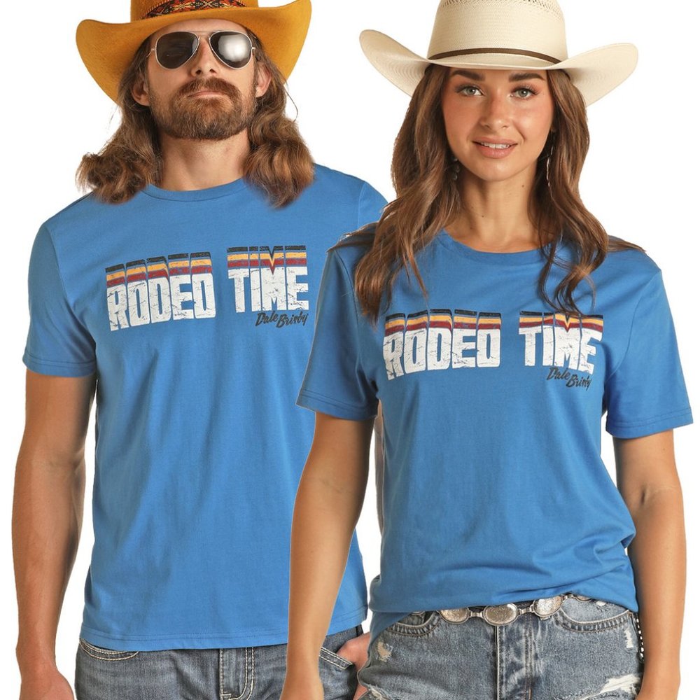 Rock & Roll Denim Unisex Dale Brisby Royal Blue with Rodeo Time Logo Graphic Tee